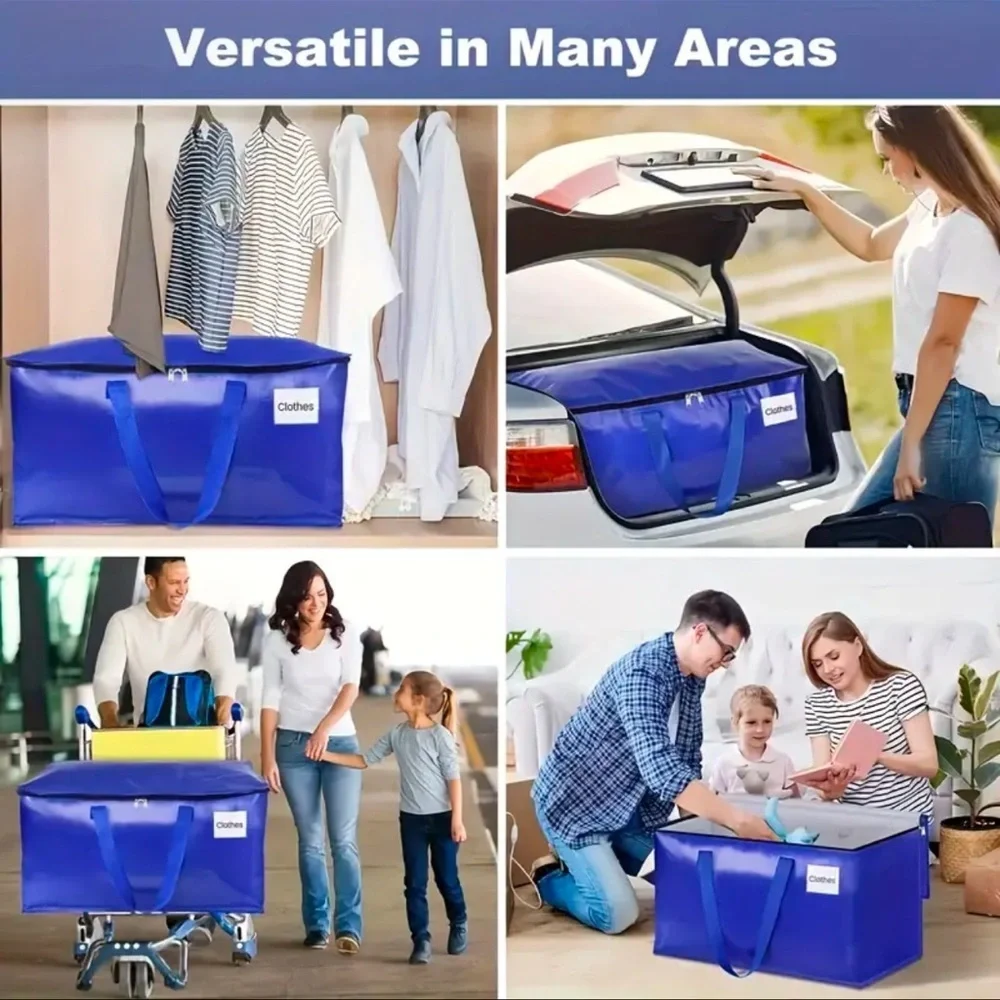 Blue Flexible Garment Storage Bag with Secure Handles